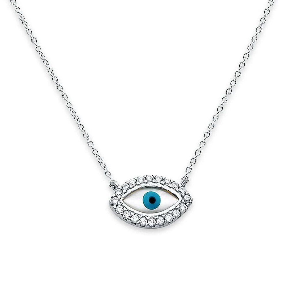 14K Solid Gold Adjustable Evil Eye Necklace - Perfect Gift - Evil Eye Defender -